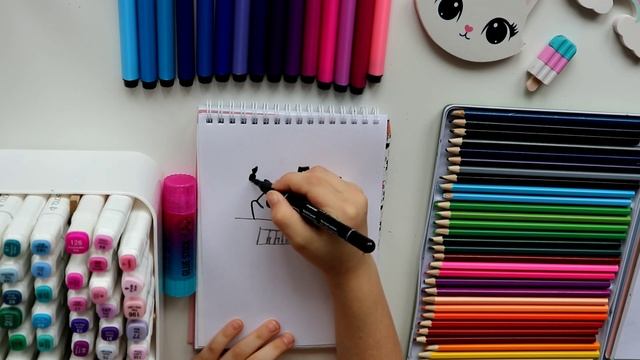 Рисуем вместе с Алисой маркерами котика играющего на пианино #рисование #рисуеммаркерами смотреть онлайн