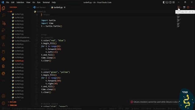 Make Shapes Using Python Turtle Code| Python Programming Hub