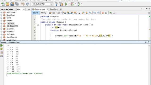 multiplication table in java using for loop смотреть онлайн