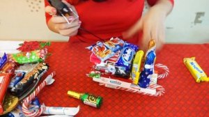 Сани из конфет. Сладкие подарки к новому году.