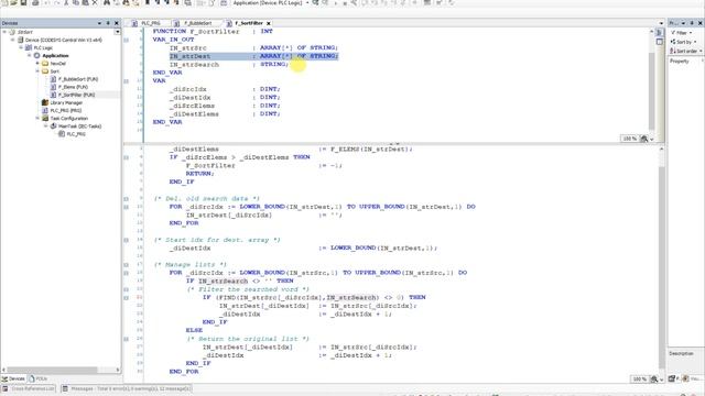 CODESYS – Bubble sort, filter function for an array of string without knowing the size of the array