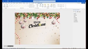 Christmas greeting card design in MS Word with Xmas Tree, Ornaments and Santa