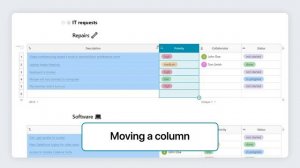 How to rename and drag & drop columns in tables