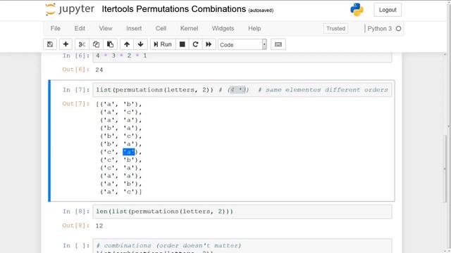 Python Tutorials - Itertools Playlist (Permutations, Combinations)