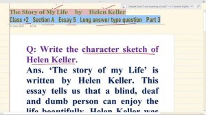 The Story of My Life class 12 character sketch of Helen Keller essay theme questions answers +2 XII