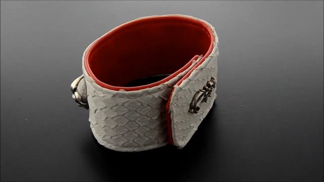 Designer python leather cuff bracelet with silver by ©CHULYAKOV NEW YORK