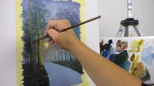 #4 Вечерний парк маслом. Работа с ограниченной палитрой. Мастер-класс для самых начинающих