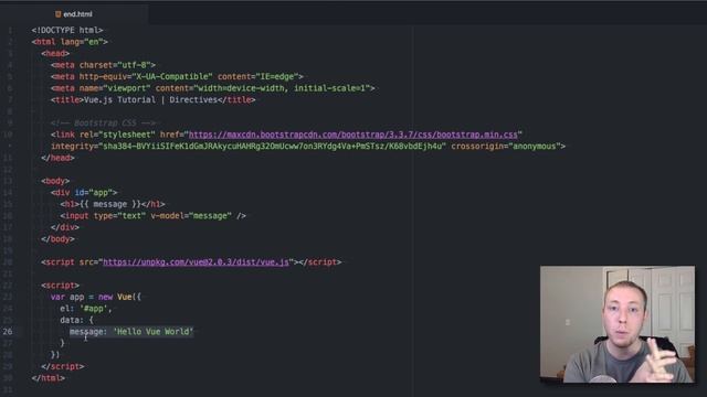 2-Way Binding in Vue with V-Model - Vue.js 2.0 Fundamentals (Part 6)