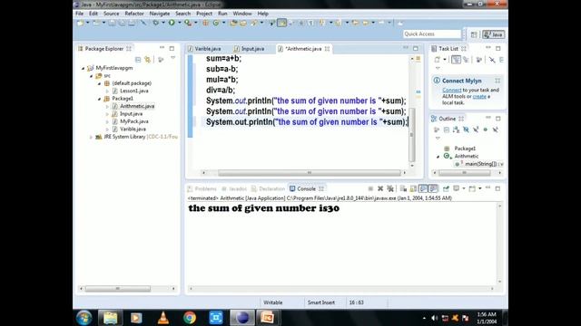 Java Tutorial in Tamil-07:arithmetic operators in java