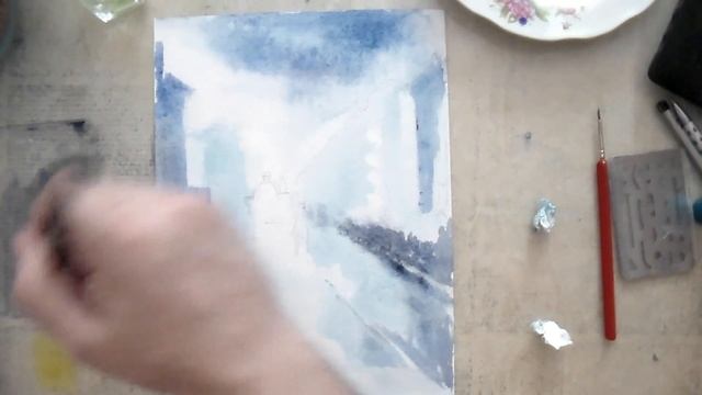 Рисуем городской пейзаж акварелью. Старый Лондон. Поэтапно для новичков