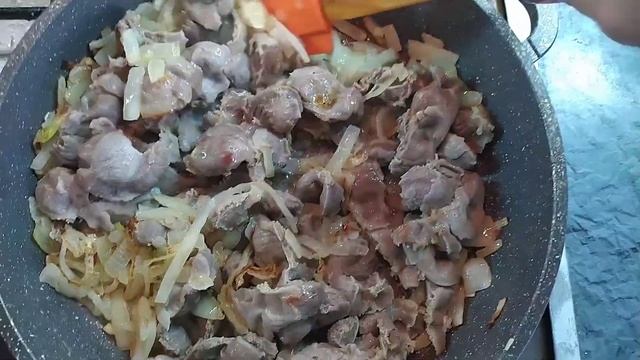 Начинка для блинов из куриных желудков