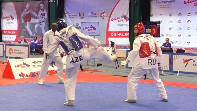 Radik Isaev (AZE) vs Roman Kuznetsov (RUS). European Taekwondo Championships Kazan-2018 смотреть онлайн