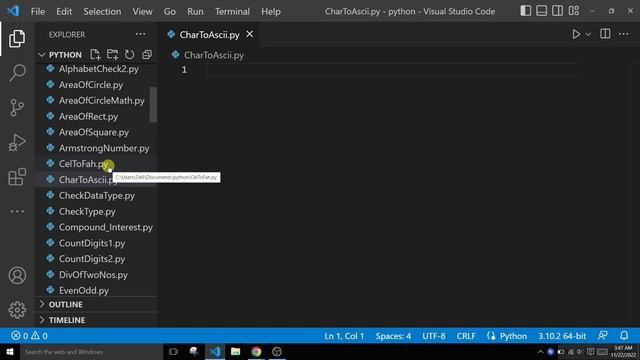 Python Program to Convert Characters into ASCII