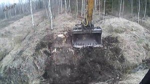 Работа планировочным ковшом экскаватора Cat 312C.