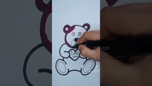 Как нарисовать мишку с сердечком.??