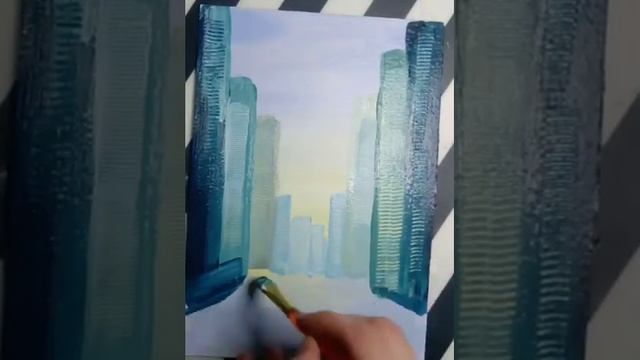 Улица большого города. Рисуем гребешком для волос! смотреть онлайн