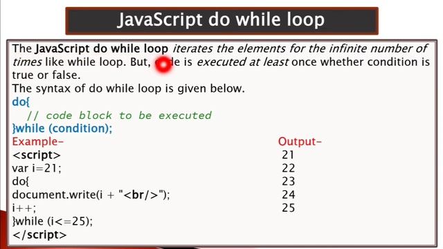 JAVASCRIPT LOOP STRUCTURE