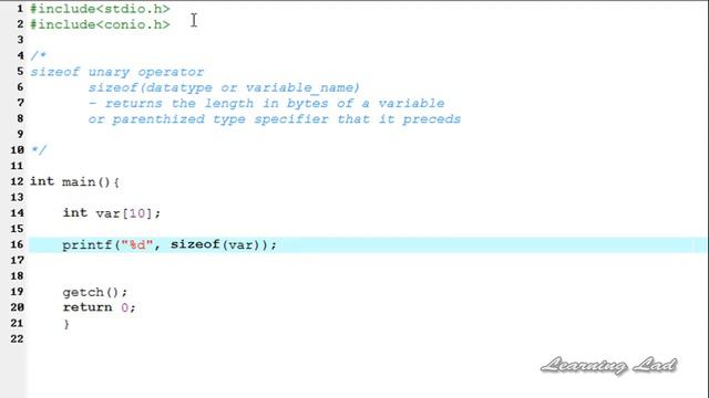 062  62    sizeof Compile Time Operator in C Programming Language Video Tutorial