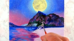 Как нарисовать романтическую ночь. Рисунок маслом.
