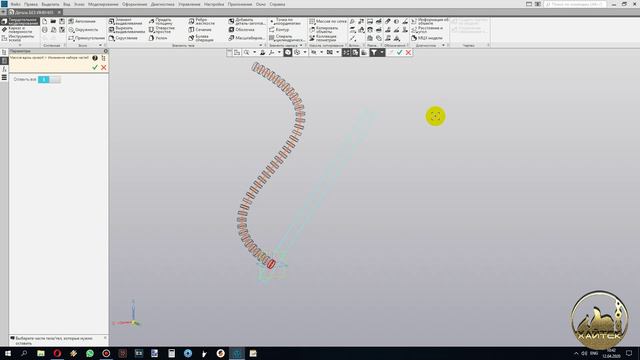 Компас 3D: Массив вдоль кривой.