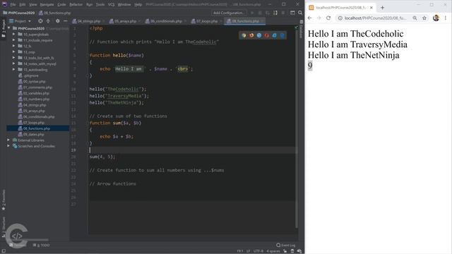 PHP Functions tutorial | PHP for Beginners - Part 10