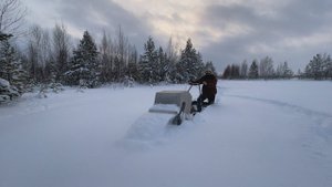 Тест/ мотобуксировщик с узкими волокушами/ глубина 70см.