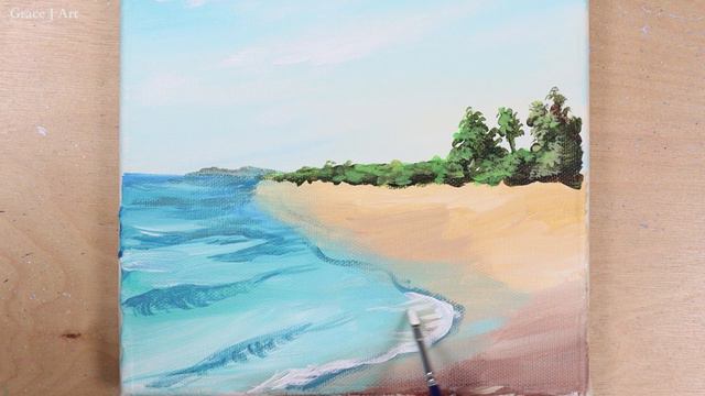 Palm Tree Beach / Acrylic painting for beginners / PaintingTutorial