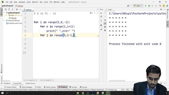 Star Patterns Python Program #14 | Star Patterns python playlist