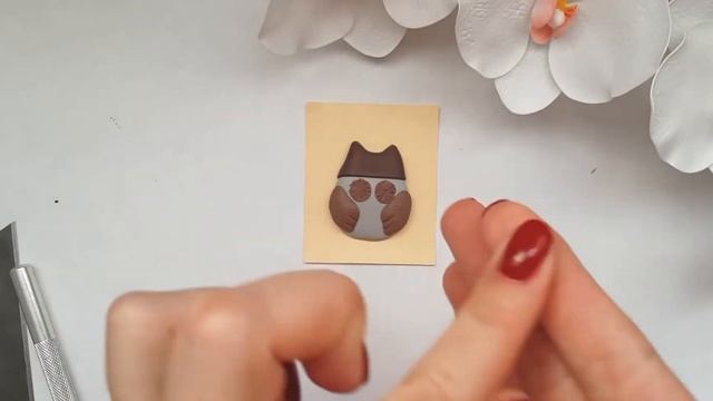 Брошь из полимерной глины / Совушка/ DIY