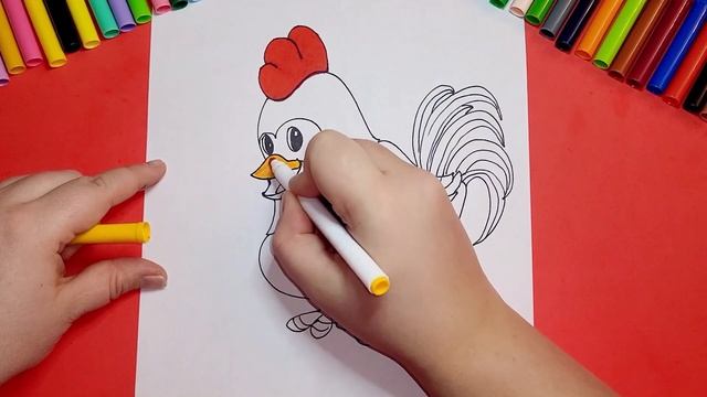 How to Draw a Rooster.  Как нарисовать Петуха