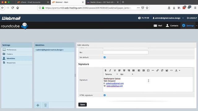 How To Add Email Signatures In Webmail (Roundcube)