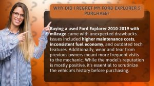 Why Did I Regret My Ford Explorer 5 Purchase?