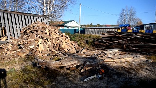 Готовлюсь к зиме - пилю дрова новой пилой смотреть онлайн