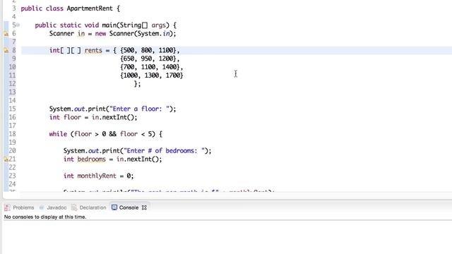 Two Dimensional Array Example in Java