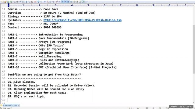 CORE JAVA tutorials || Demo - 1 || by Mr. Prakash Babu On 25-11-2021 @12Noon IST смотреть онлайн