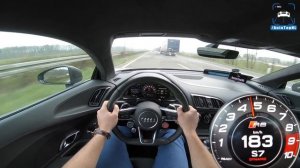 AUDI R8 V10 PLUS  --- AUTOBAHN POV  333KM/H   ACCELERATION & TOP SPEED