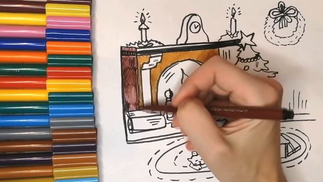 Как нарисовать НОВОГОДНЮЮ КОМНАТУ / Новогодний рисунок / How to draw a NEW YEAR'S ROOM смотреть онлайн