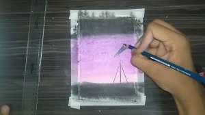 My recreation from art arena picture ( telescope and half moon drawing //oil pastel / Live streamin