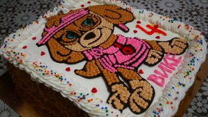 Торт МЕДОВИК Простое украшение торта БЕЗ НАСАДОК ЩЕНЯЧИЙ ПАТРУЛЬ СКАЙ Украшение торта кремом