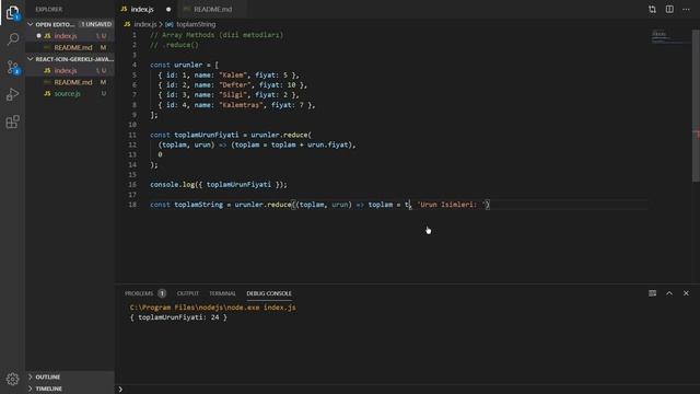 ES6 Dizilerde .reduce() Kullanımı - React İçin Gerekli Javascript Özellikleri