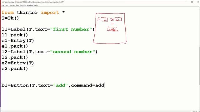 How to add two numbers in Tkinter? #python  #tkintertutorial #explainedinhindi #textbox