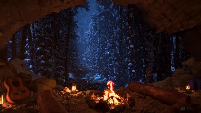 Уютный камин в зимней атмосфере | Звуки камина | Звуки для сна | Релакс | Камин на фон