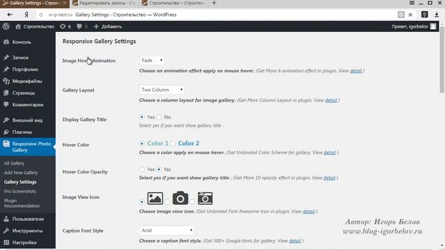 Галерея для сайта на WordPress (Responsive Photo Gallery)