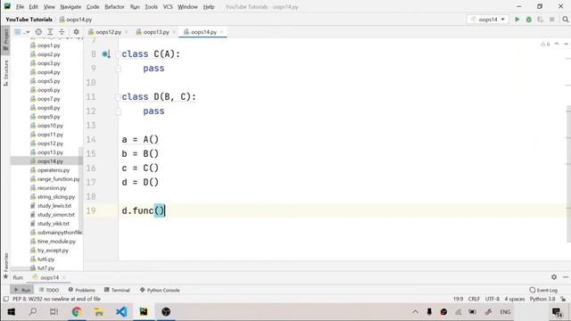 Diamond shape problem in multiple inheritance | Python for Absolute Beginners in English | #65