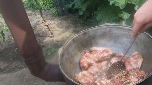КАЗАН-КЕБАБ ИЗ КУРИЦЫ В КАЗАНЕ НА СВЕЖЕМ ВОЗДУХЕ