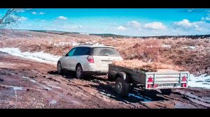 Subaru с прицепом на бездорожье. Прицеп на охоте на гуся. ЦЛП АРИВА Уфа,Ижевск,Казань,Челны,Чебоксар