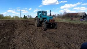 Боронование на тракторе Т-40АМ зубовой бороной , засев поля ручной сеялкой Gardena 431-20. 10.