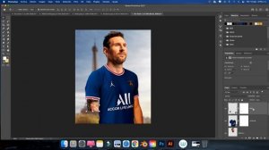 Photoshop Tutorial | Fotomontaje Messi al PSG | Messi to PSG Photo Manipulation Kit Swap