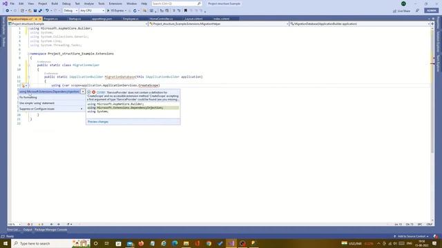 Automate entity framework code first migration in .Net Core