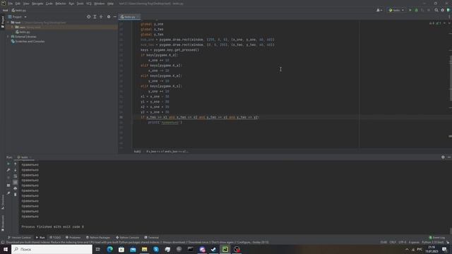 взаимодействие объектов  pygame и python